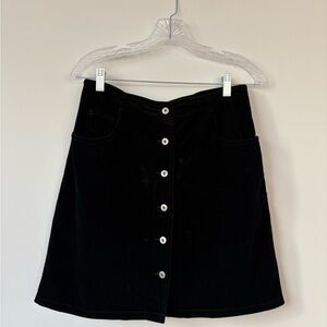 90’s Black Velvet Button up Skirt